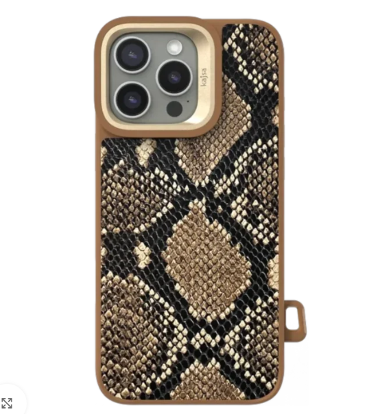 Kajsa Glamorous Collection Leather Snake Pattern Bac Case MagSafe for iPhone 16 Pro Max