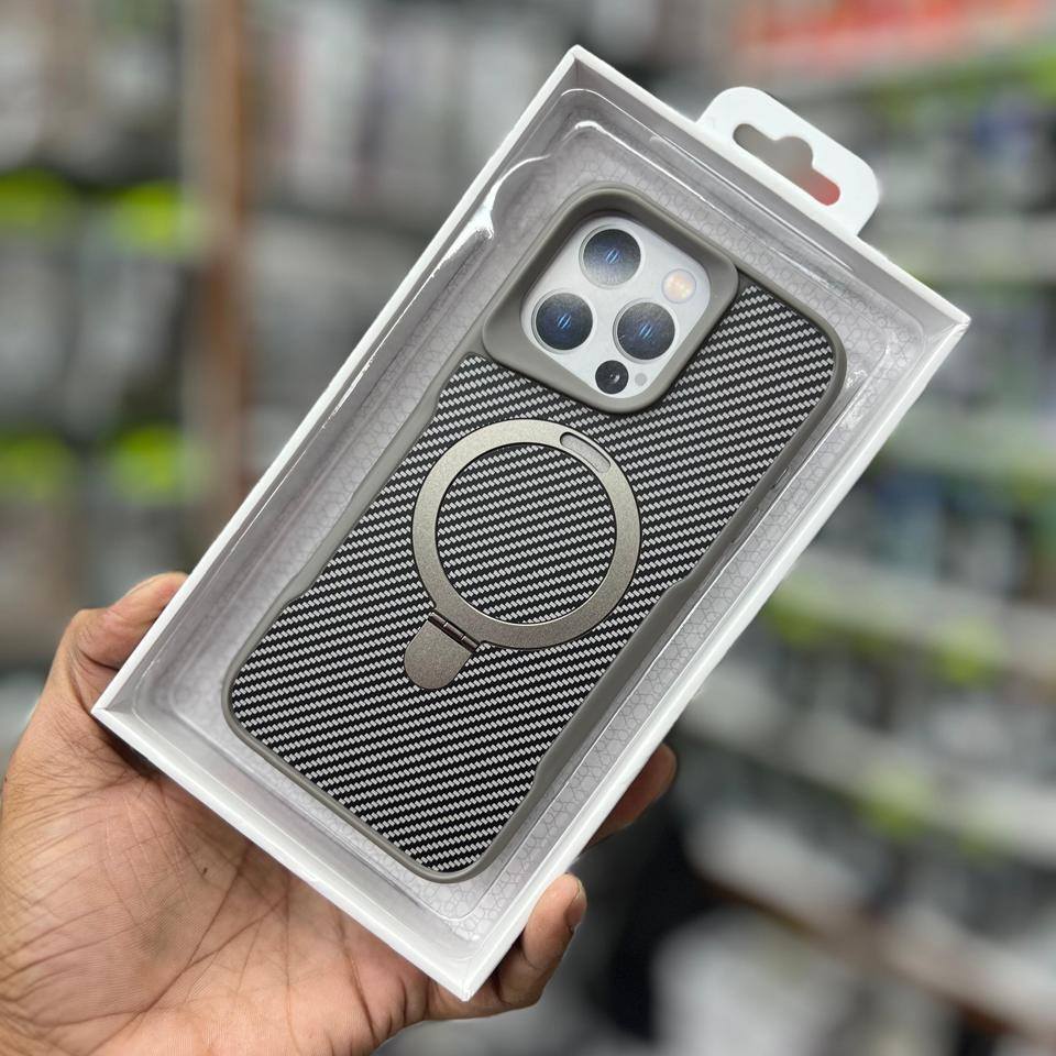RMO Brand Premium Shockproof Carbon Design Magsafe Stand Case for iPhone