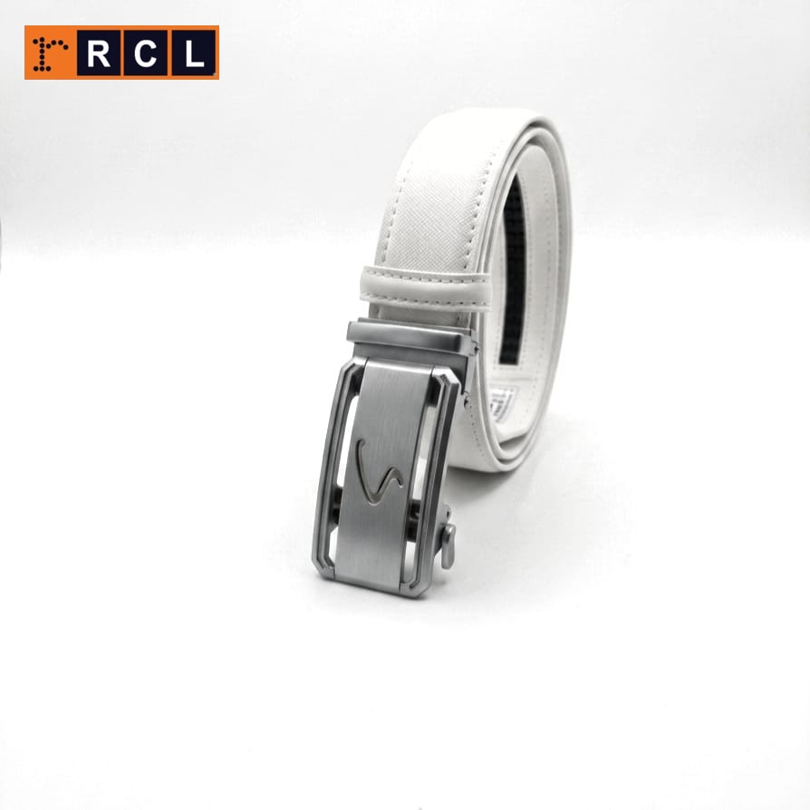 White Genuine Leather Auto-Lock Belt for Men – Smart Fit & Stylish Design